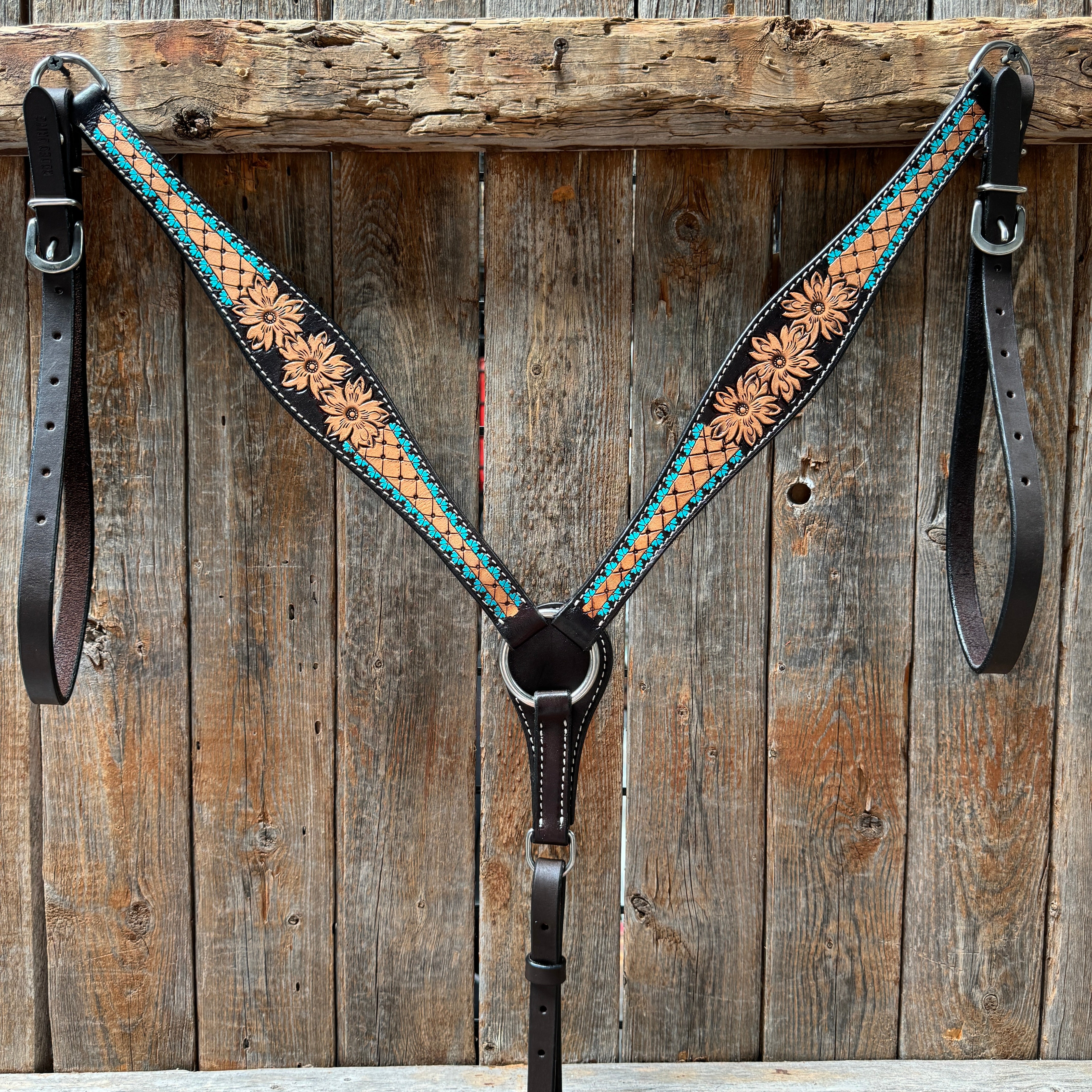 Multi Flower Browband / One Ear Headstall and Breastcollar Tack Set