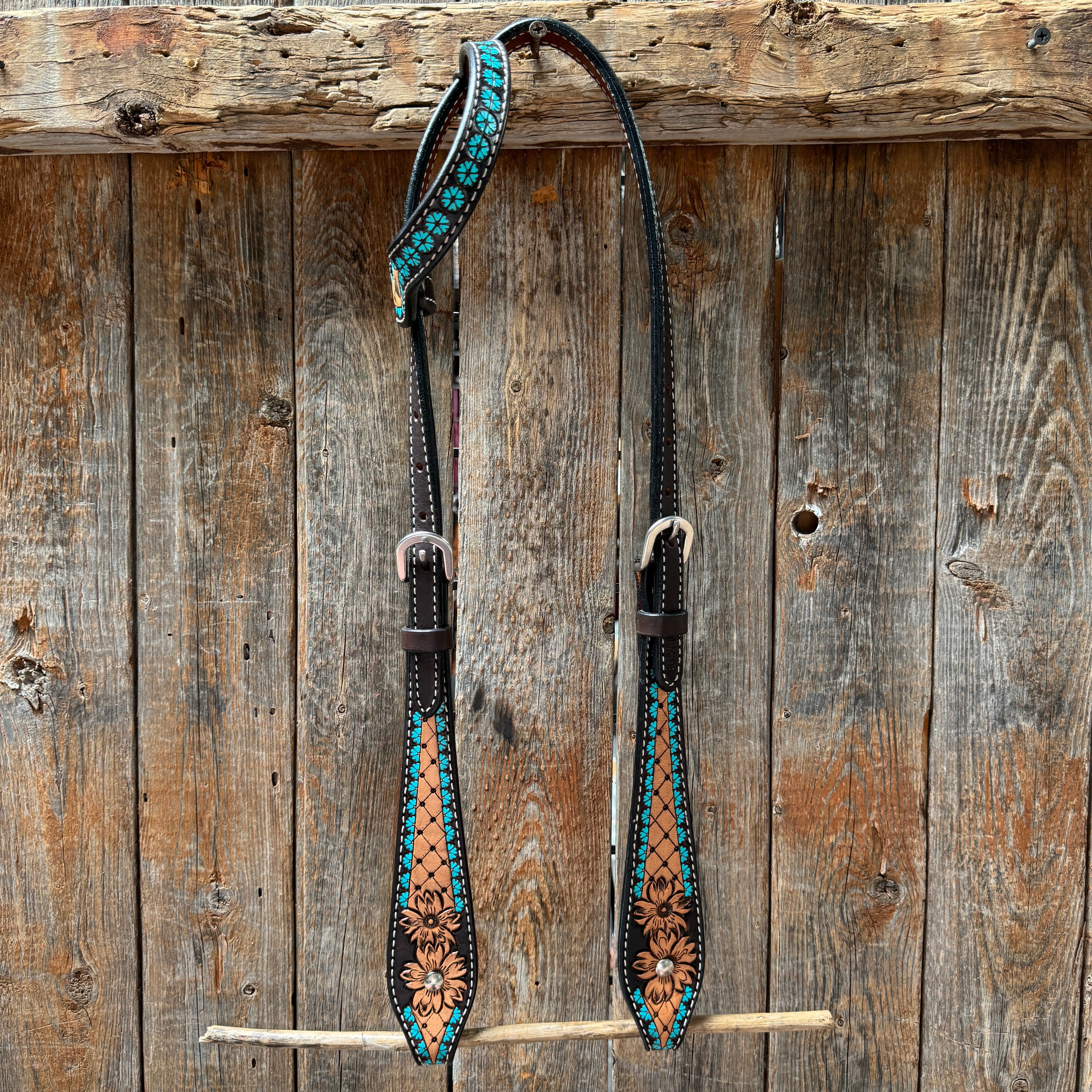Multi Flower Browband / One Ear Headstall and Breastcollar Tack Set