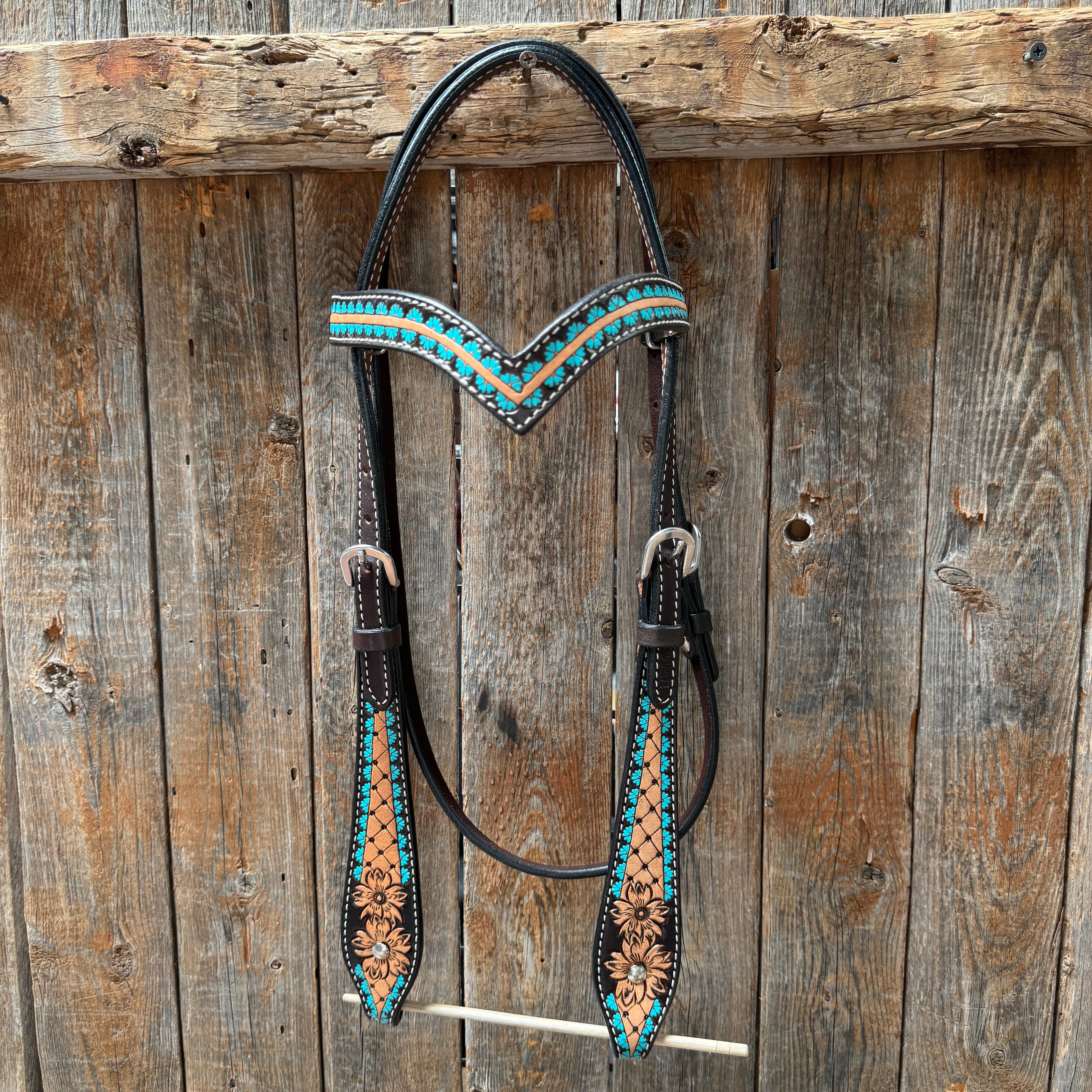 Multi Flower Browband / One Ear Headstall and Breastcollar Tack Set