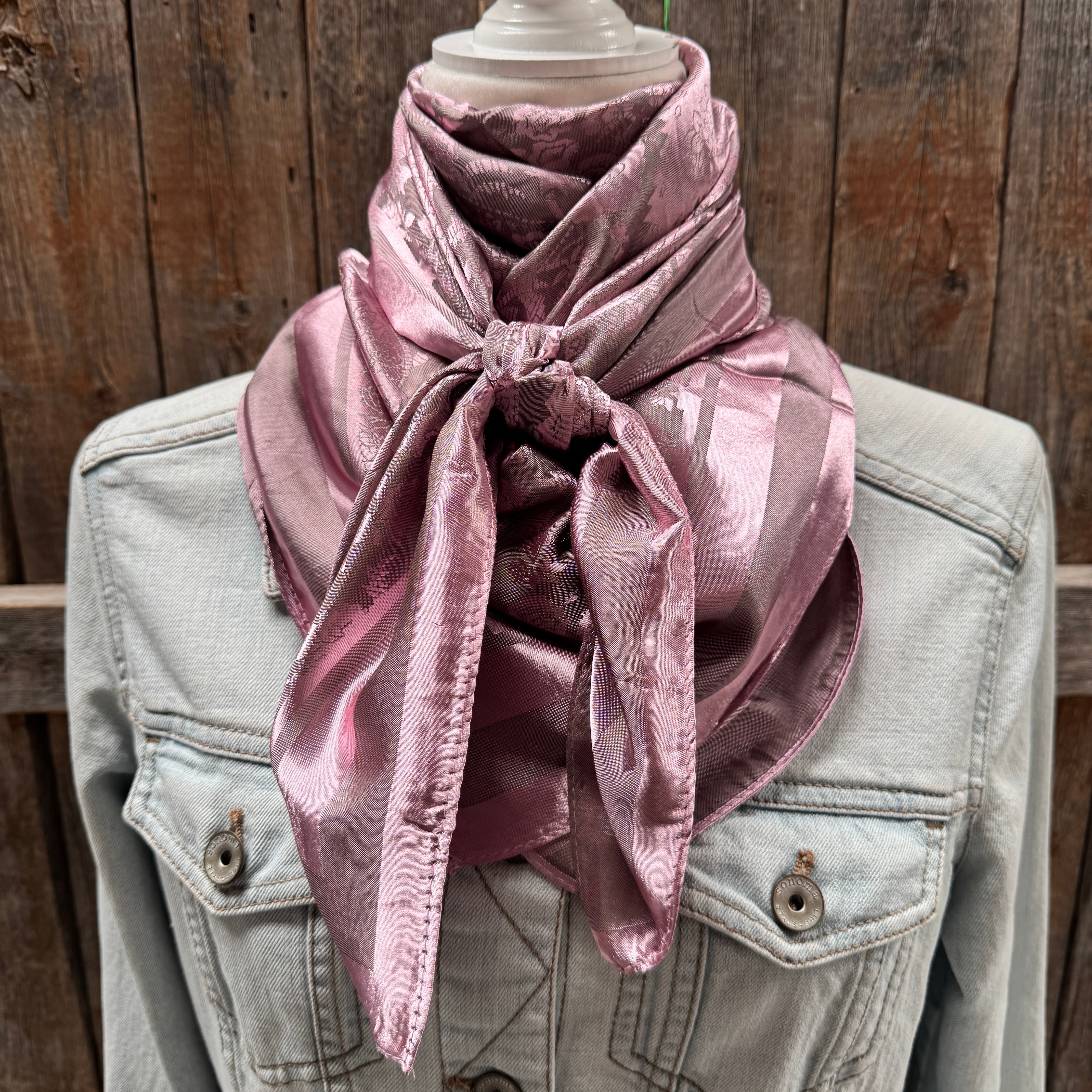 35X35" Pink Jacquard Wild Rag / Scarf WR4049