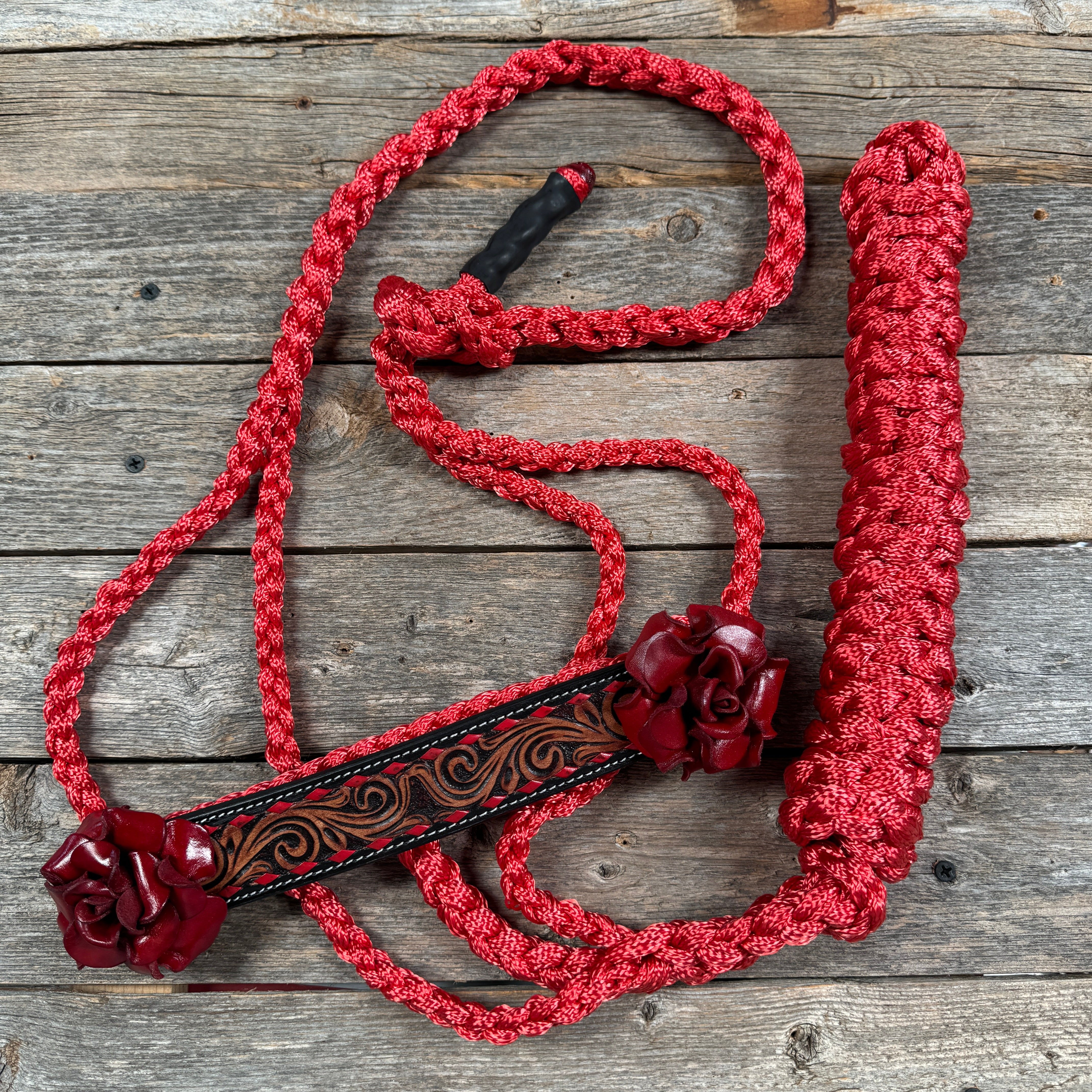 Mule Tape Halter -Leather Noseband - Large Roses