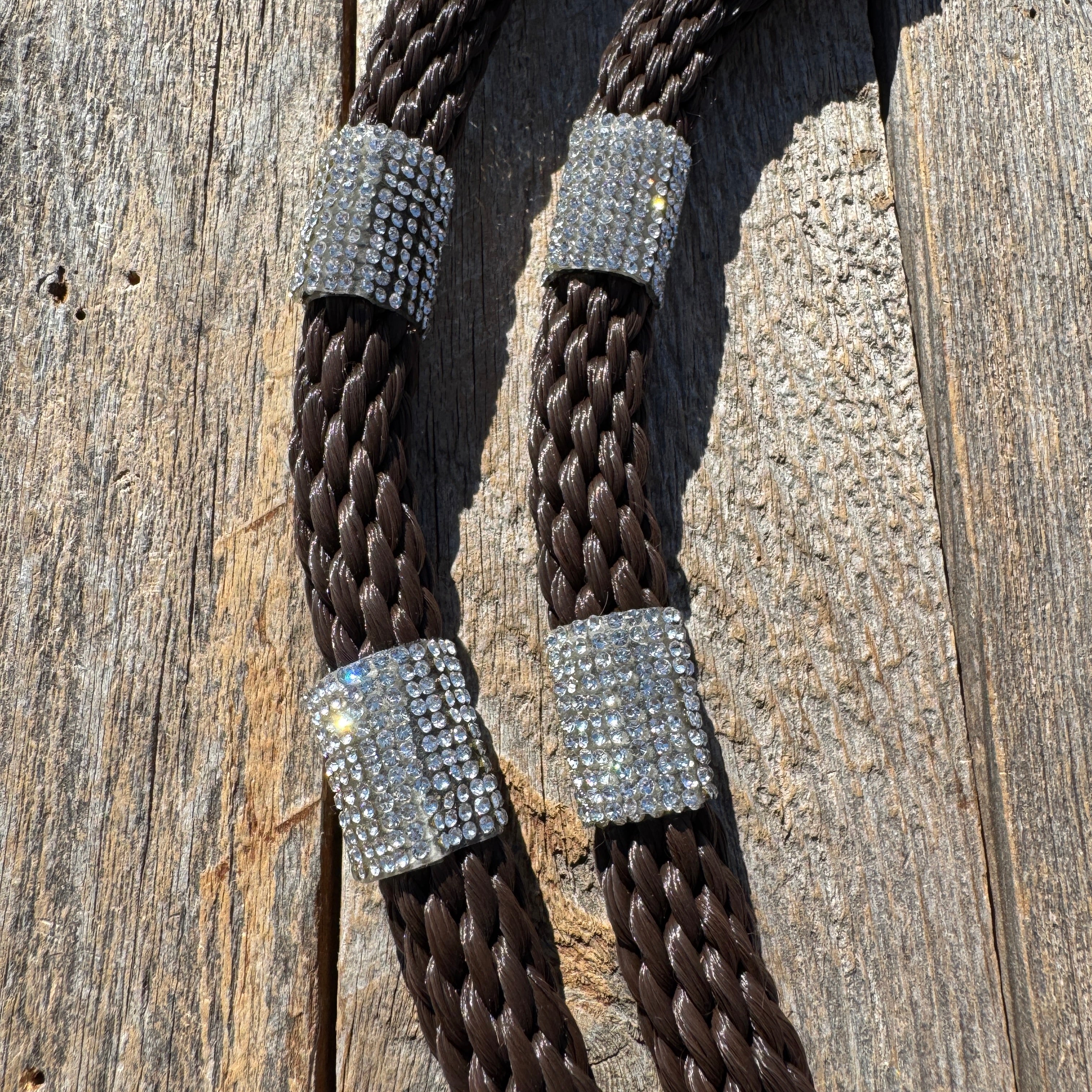 Brown Nylon Barrel Racing Reins with Rhinestones #BNR102