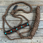 Mule Tape Halter - Leather Noseband and Round Turquoise Cabochon Conchos