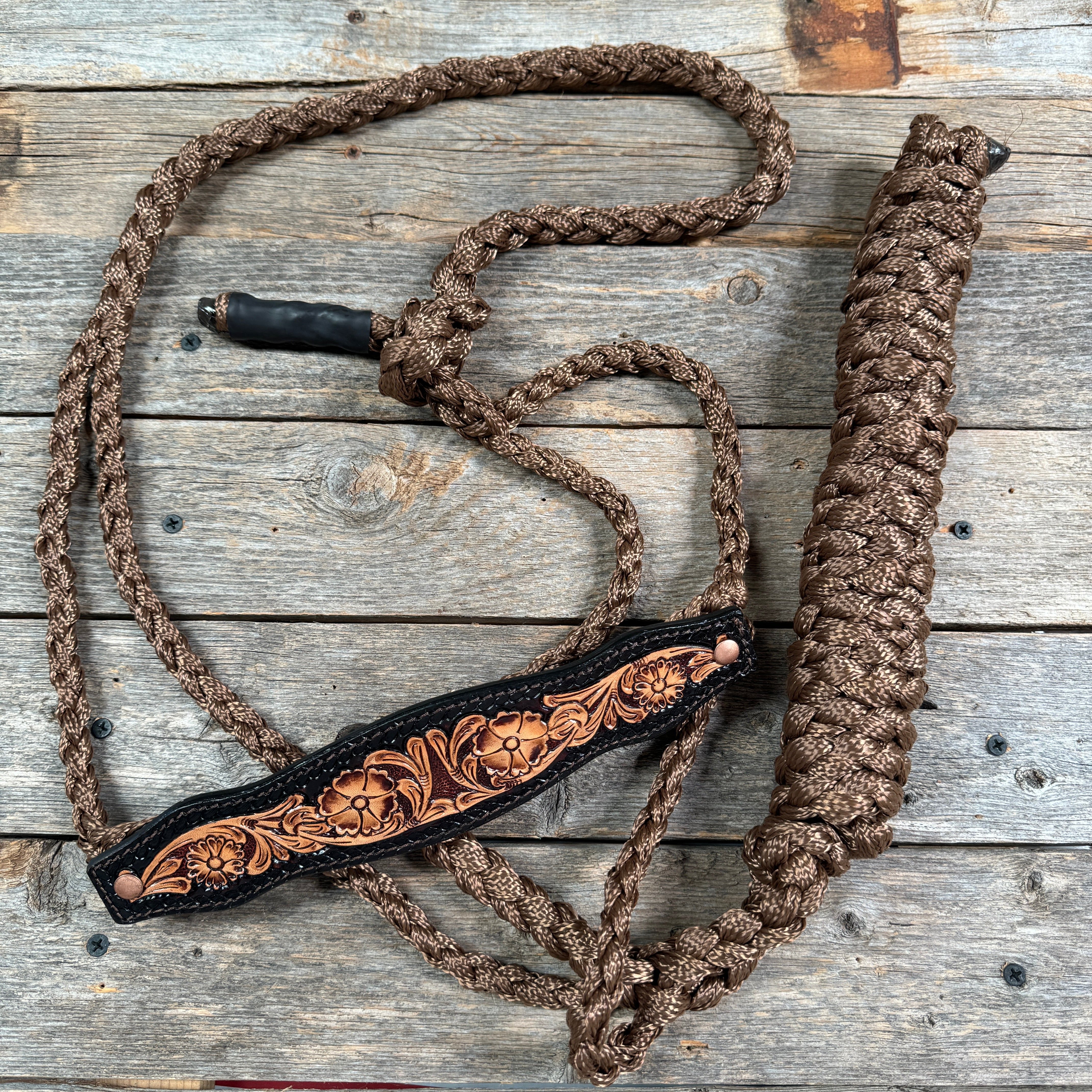 Mule Tape Halter - Leather Buckstitch Noseband - Copper Accents