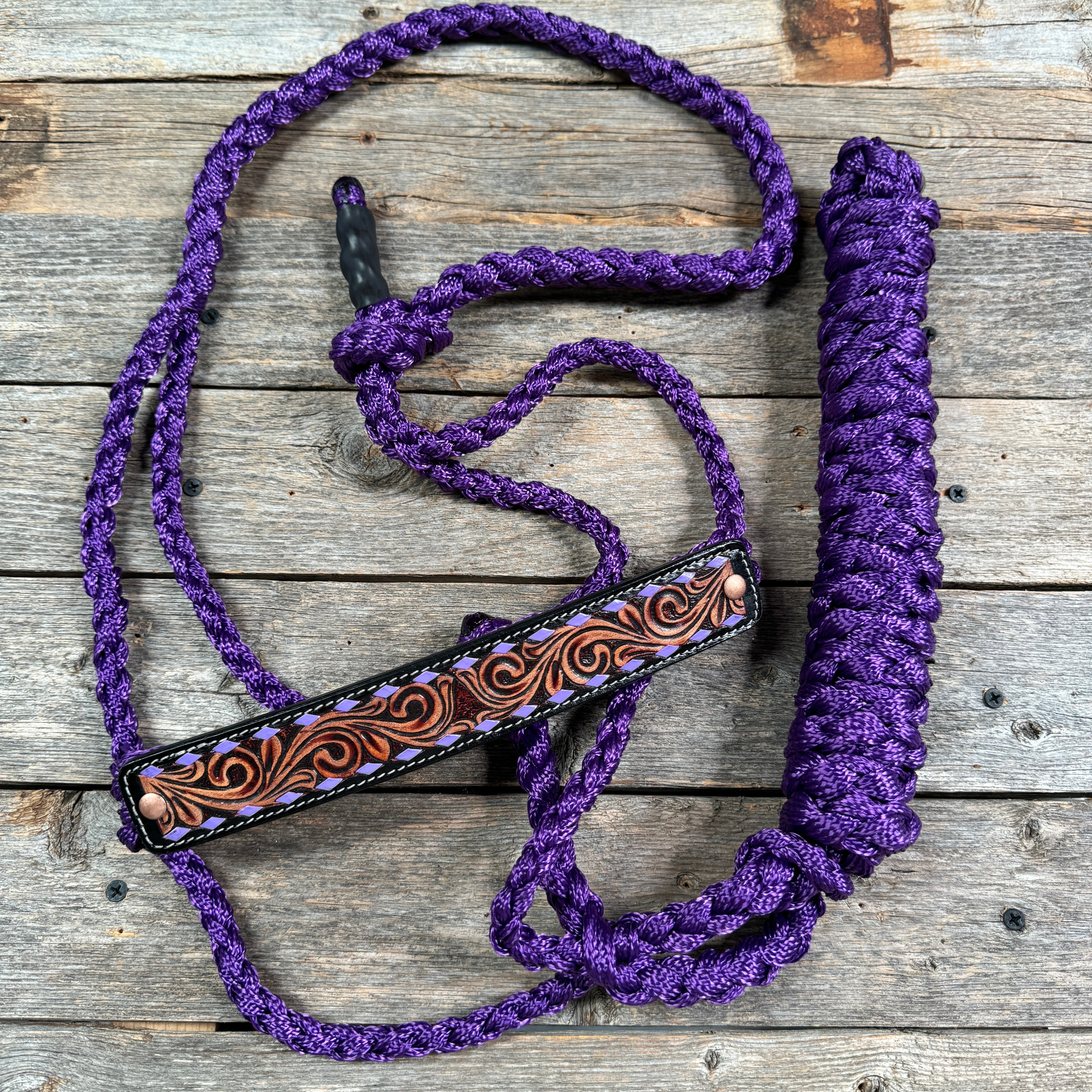 Mule Tape Halter - Leather Buckstitch Noseband - Copper Accents