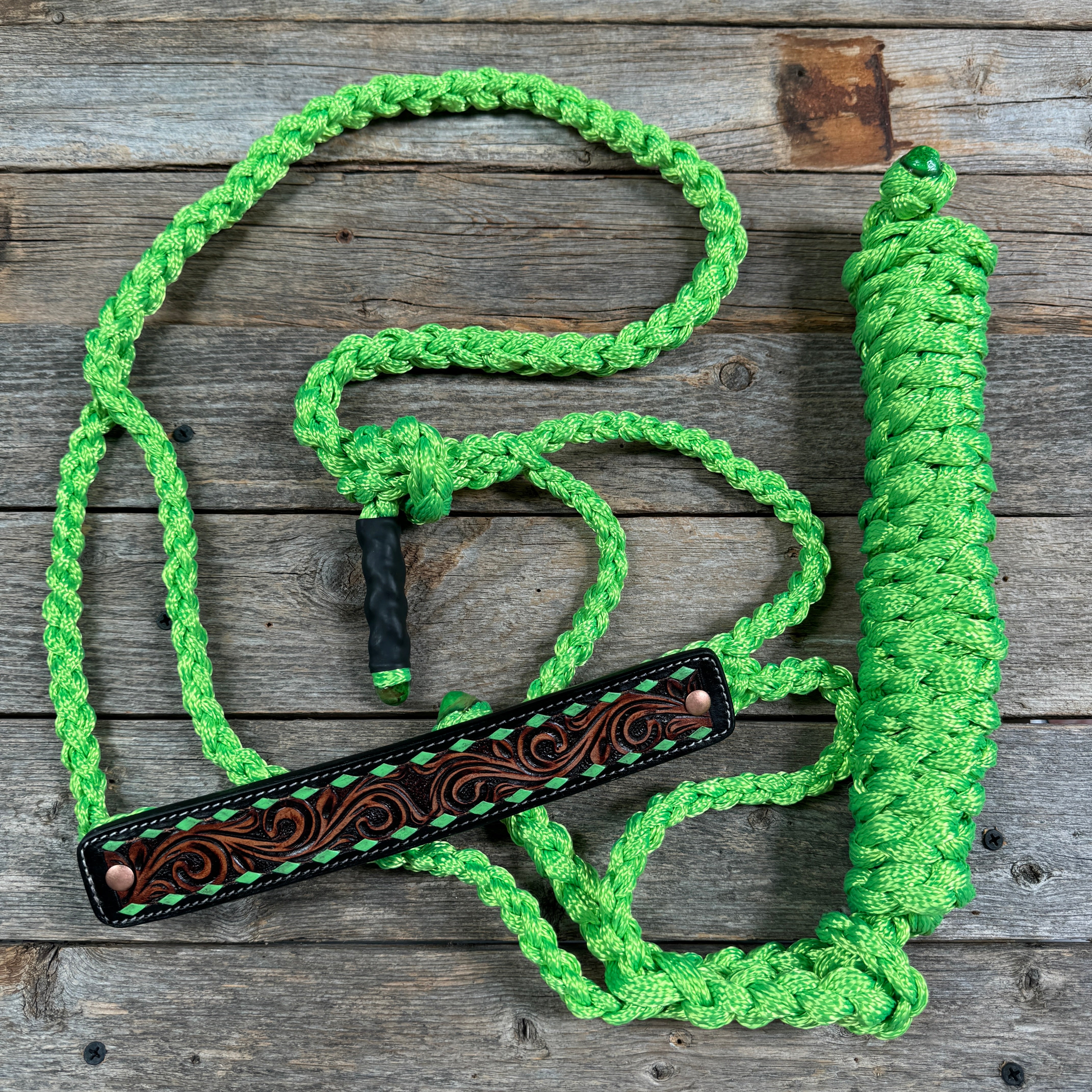 Mule Tape Halter - Leather Buckstitch Noseband - Copper Accents