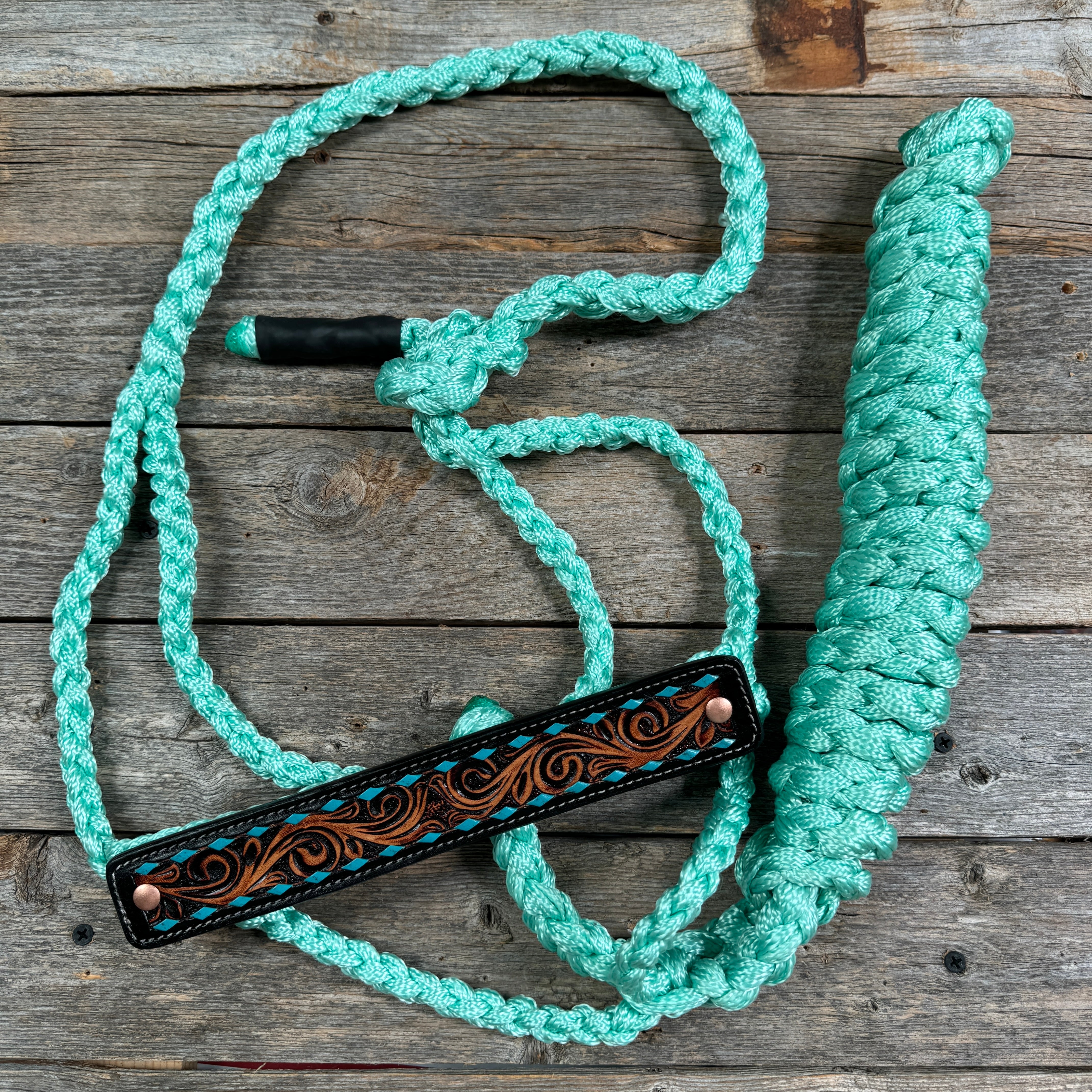 Mule Tape Halter - Leather Buckstitch Noseband - Copper Accents