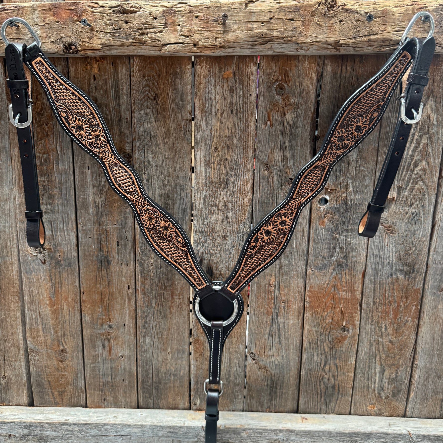 Two Tone Floral and Basketweave Breastcollar #FK402