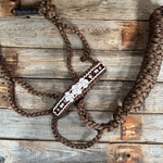 Brown Mule Tape Halter - White Roses #MT223