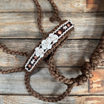 Brown Mule Tape Halter - White Roses #MT223