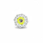 Bright Silver Neon Yellow - AB Crystal Conchos| Sizes 1"- 3" | Buckles | Saddle Set | Leather Rosettes | Slide
