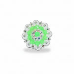 Bright Silver Neon Green - AB Crystal Conchos | Sizes 1"- 3" | Buckles | Saddle Set | Leather Rosettes | Slide