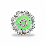 Bright Silver Neon Green - AB Crystal Conchos | Sizes 1"- 3" | Buckles | Saddle Set | Leather Rosettes | Slide
