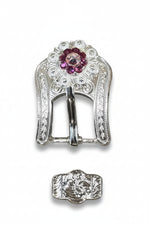 Bright Silver Fuchsia - AB Crystal Conchos | Sizes 1"- 3" | Buckles | Saddle Set | Leather Rosettes | Slide