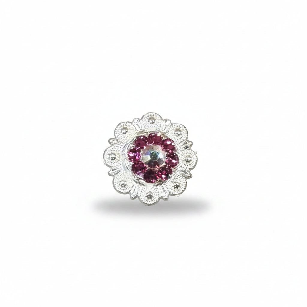 Bright Silver Fuchsia - AB Crystal Conchos | Sizes 1"- 3" | Buckles | Saddle Set
