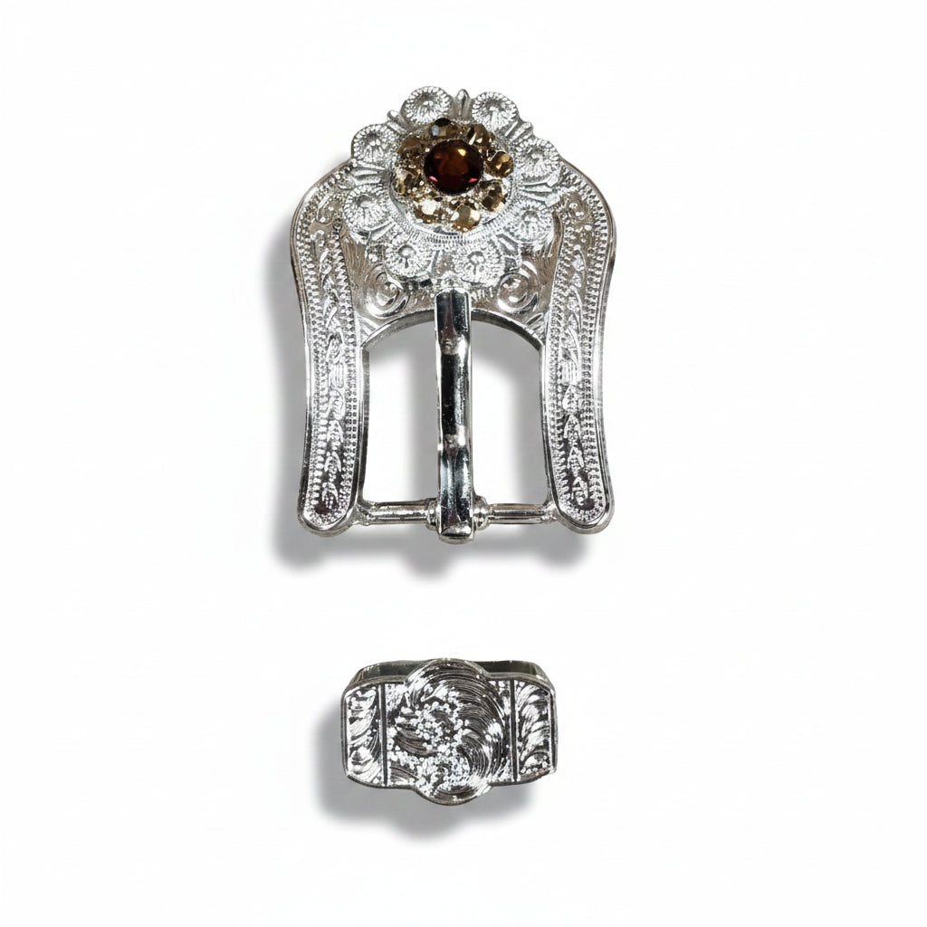 Bright Silver Topaz - Champagne Crystal Conchos | Sizes 1"- 3" | Buckles | Saddle Set