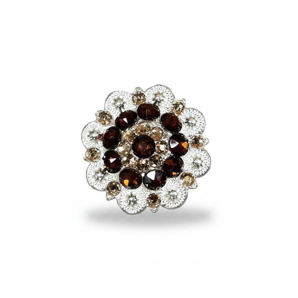 Bright Silver Topaz - Champagne Crystal Conchos | Sizes 1"- 3" | Buckles | Saddle Set