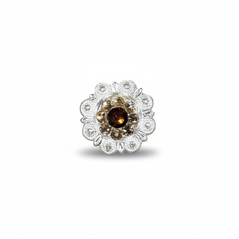 Bright Silver Topaz - Champagne Crystal Conchos | Sizes 1"- 3" | Buckles | Saddle Set