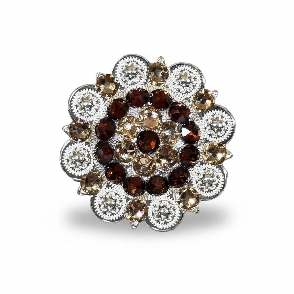 Bright Silver Topaz - Champagne Crystal Conchos | Sizes 1"- 3" | Buckles | Saddle Set