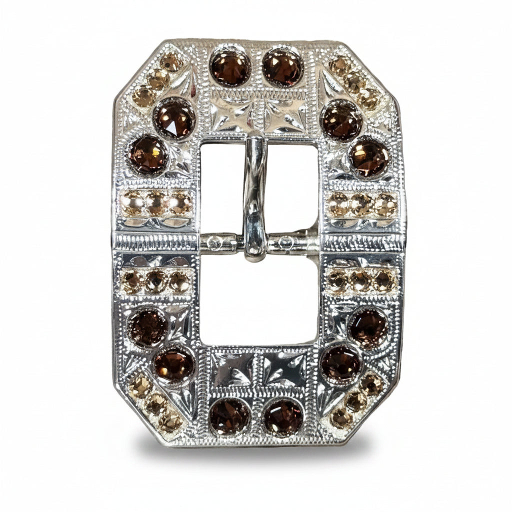 Bright Silver Topaz - Champagne Crystal Conchos | Sizes 1"- 3" | Buckles | Saddle Set