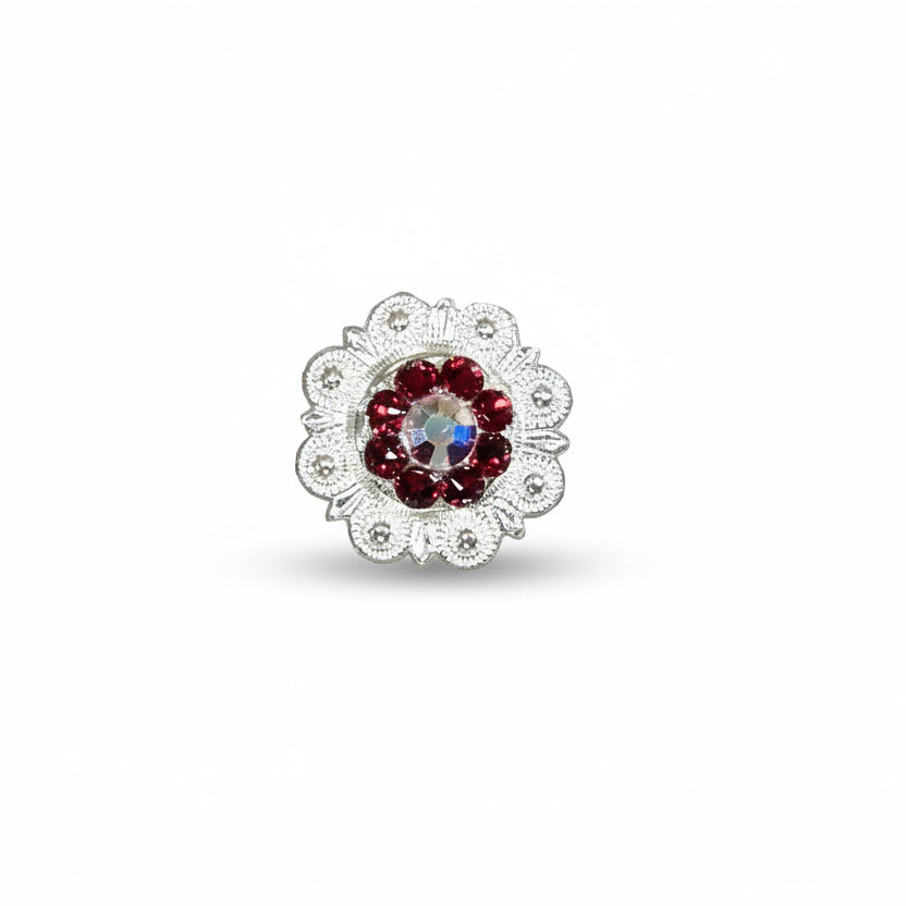 Bright Silver Ruby - AB Crystal Conchos | Sizes 1"- 3" | Buckles | Saddle Set