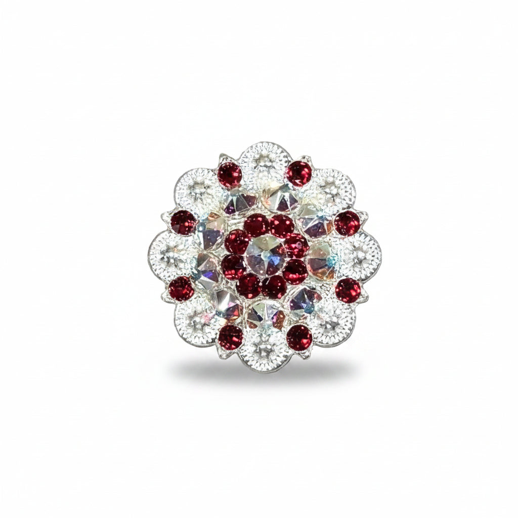 Bright Silver Ruby - AB Crystal Conchos | Sizes 1"- 3" | Buckles | Saddle Set