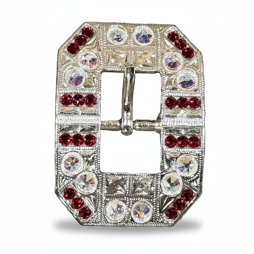 Bright Silver Ruby - AB Crystal Conchos | Sizes 1"- 3" | Buckles | Saddle Set