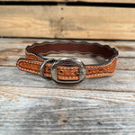 Light Oil Genuine Leather Dog Collars Sizes 10"-28"
