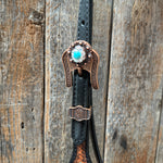 Teal Diamond Turquoise and Clear Browband / One Ear - Breastcollar Tack Set #BBBC644