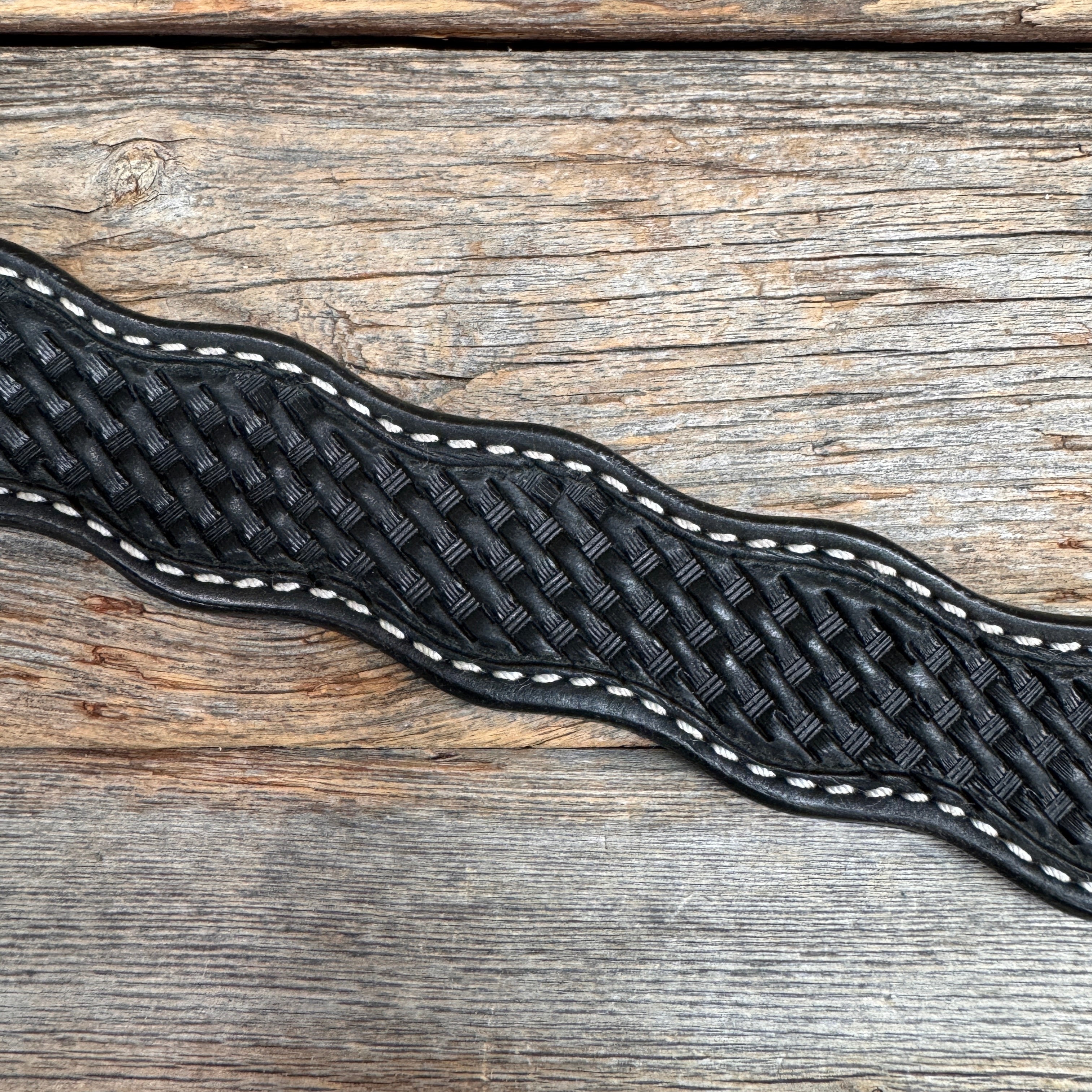 Black Genuine Leather Dog Collars Sizes 10"-28"