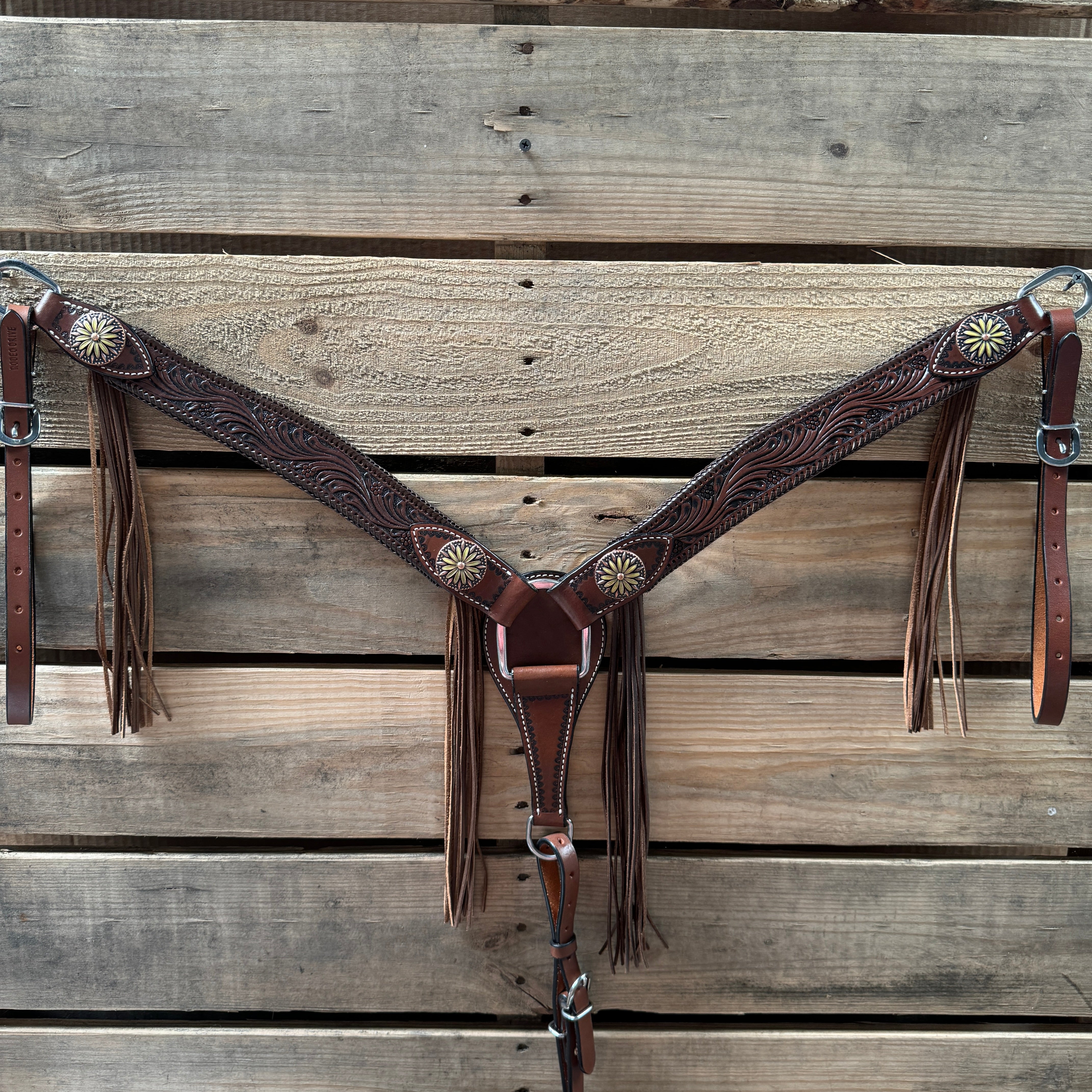 Dark Oil Braided Sunflower Browband / One Ear - Breastcollar Tack Set #BBBC649