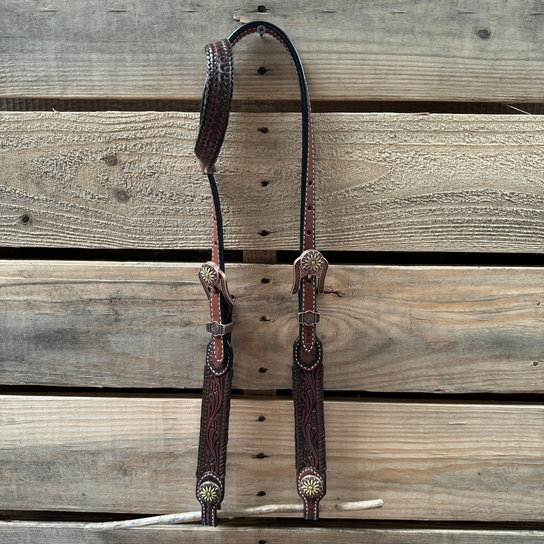 Medium Oil Braided Sunflower Browband / One Ear - Breastcollar Tack Set #BBBC649