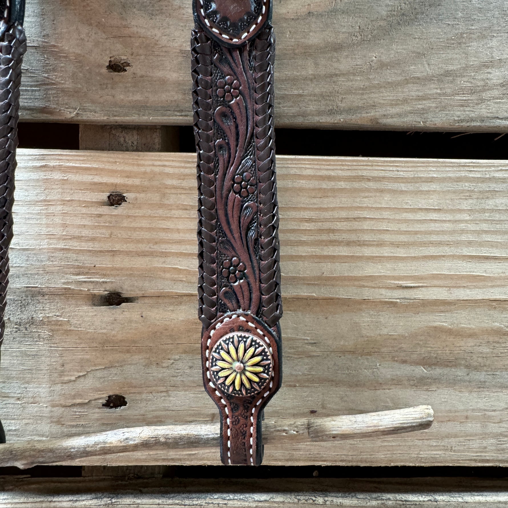 Medium Oil Braided Sunflower Browband / One Ear - Breastcollar Tack Set #BBBC649