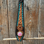 Multi Flower Hot Pink Browband / One Ear - Breastcollar Tack Set #BBBC647
