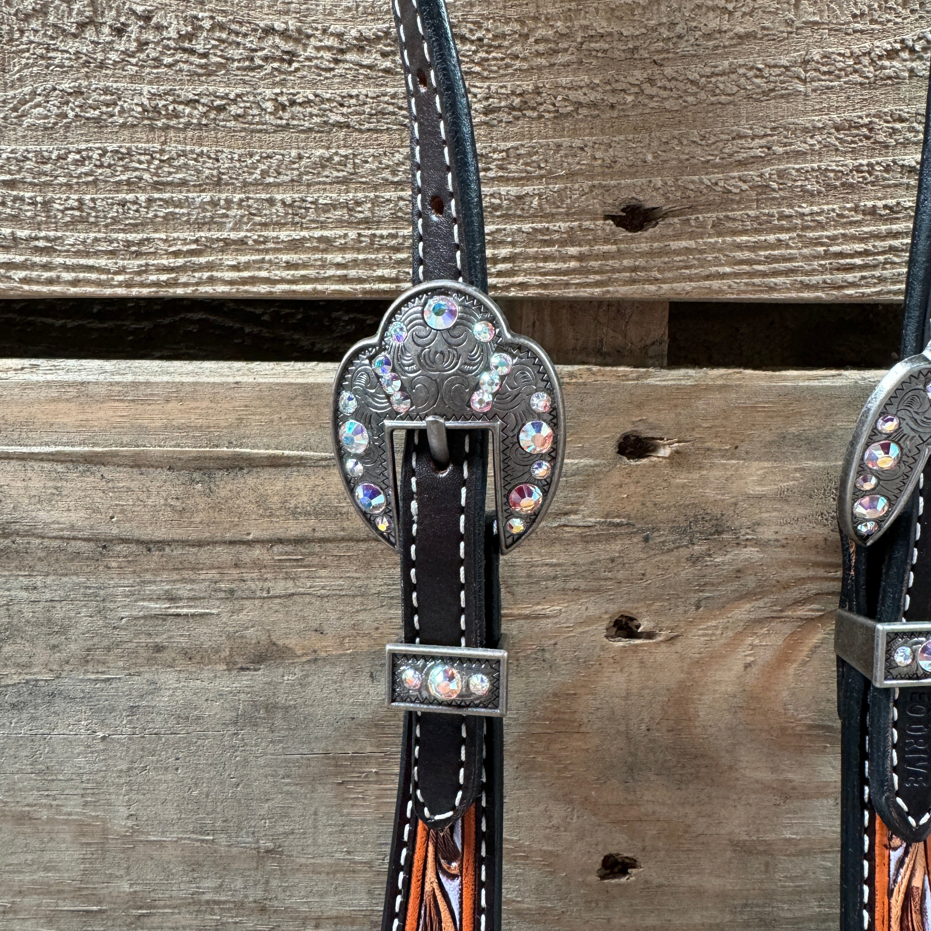 Hand Painted Floral AB Browband / One Ear - Breastcollar Tack Set #BBBC645