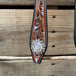 Hand Painted Floral AB Browband / One Ear - Breastcollar Tack Set #BBBC645