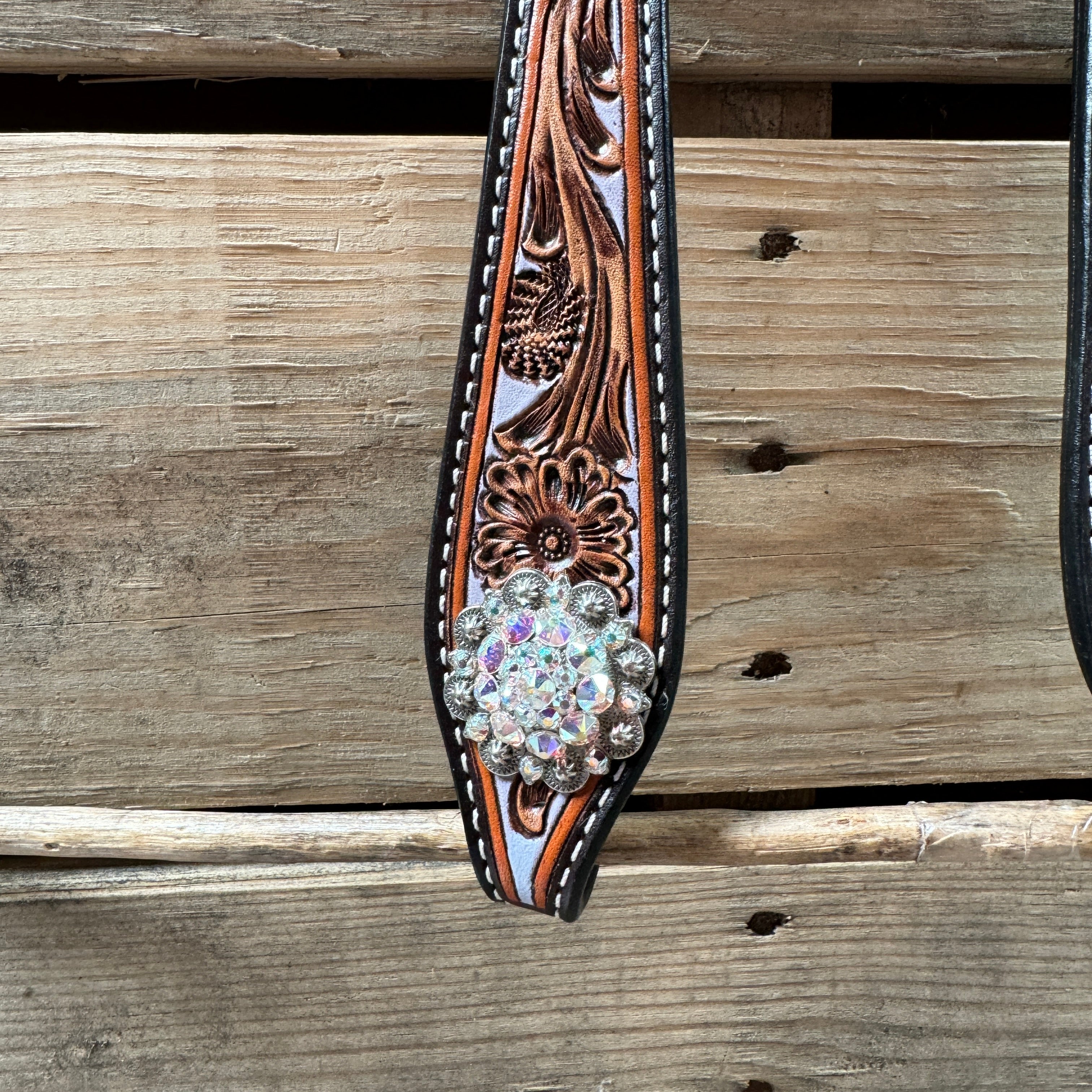 Hand Painted Floral AB Browband / One Ear - Breastcollar Tack Set #BBBC645