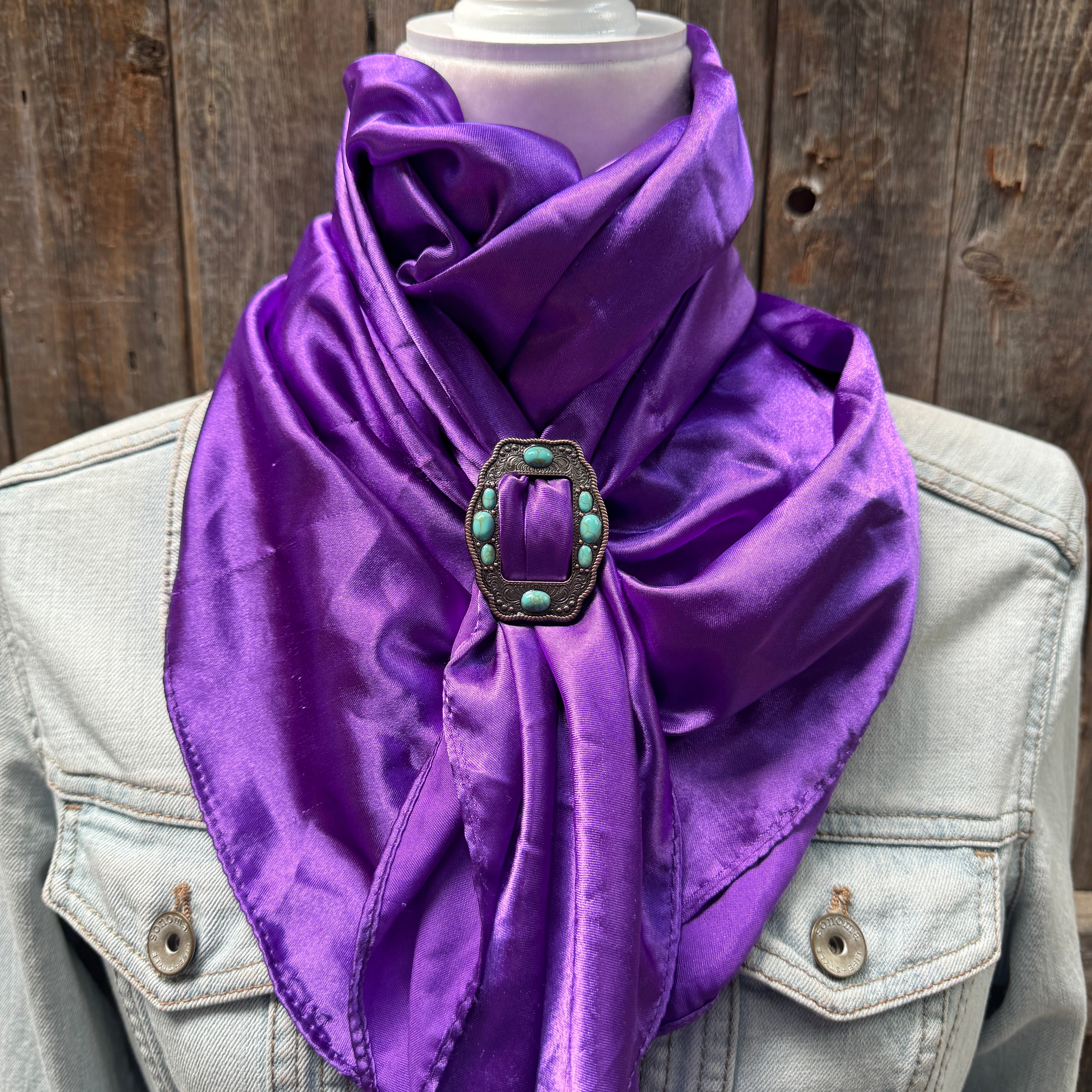 35X35" Solid Purple Wild Rag / Scarf WRS1 - Buckle Wild Rag Slides - Assorted