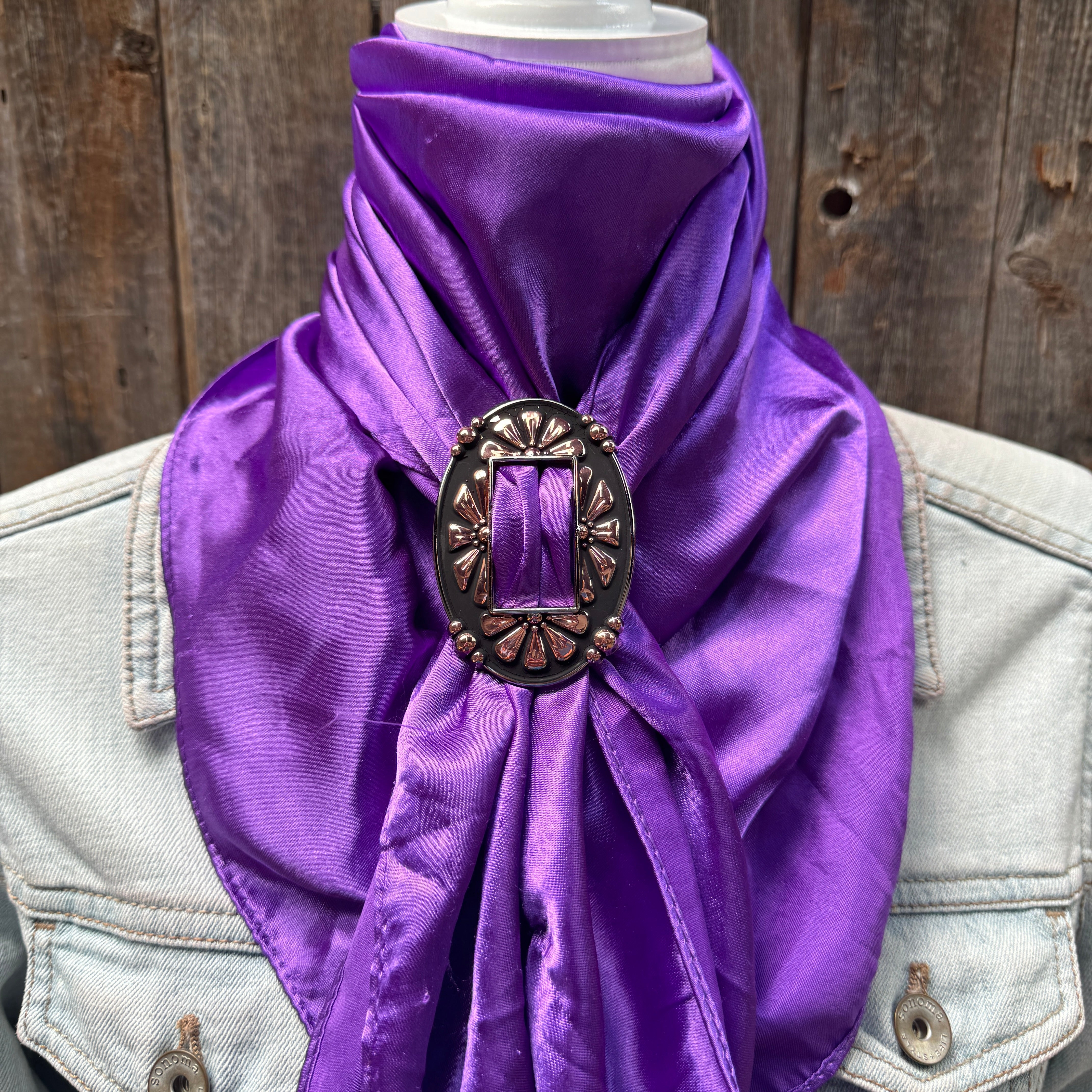 35X35" Solid Purple Wild Rag / Scarf WRS1 - Buckle Wild Rag Slides - Assorted