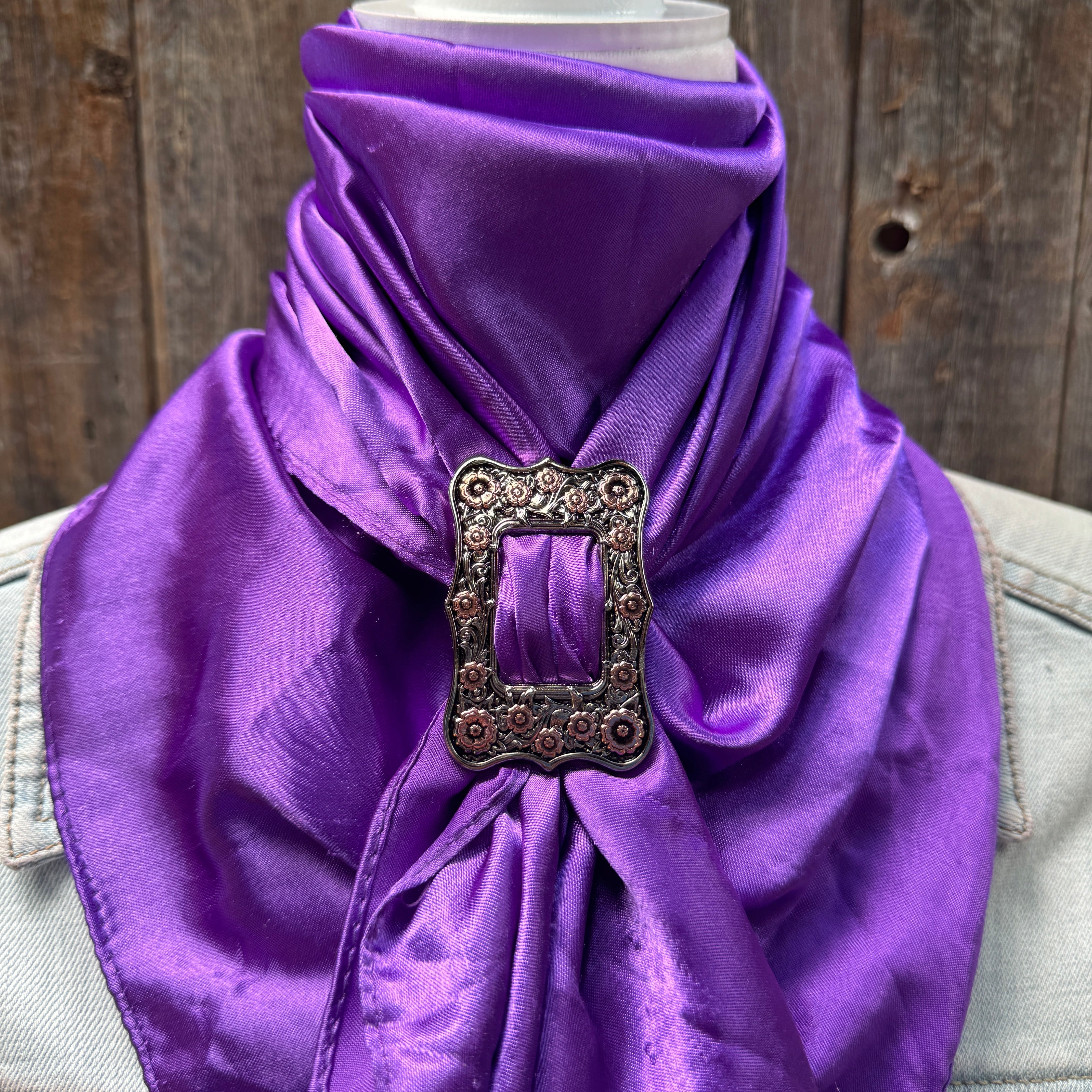 35X35" Solid Purple Wild Rag / Scarf WRS1 - Buckle Wild Rag Slides - Assorted