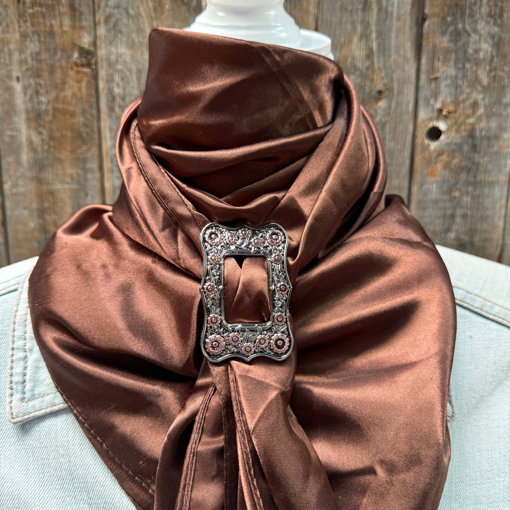 35X35" Solid Brown Wild Rag / Scarf WRS2 - Buckle Wild Rag Slides - Assorted