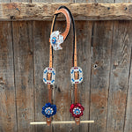 Light Oil Basketweave Patriotic Browband / One Ear Tack Set  #BBBC470