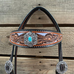 Hand Painted Floral Filigree Browband / One Ear - Breastcollar Tack Set #BBBC646