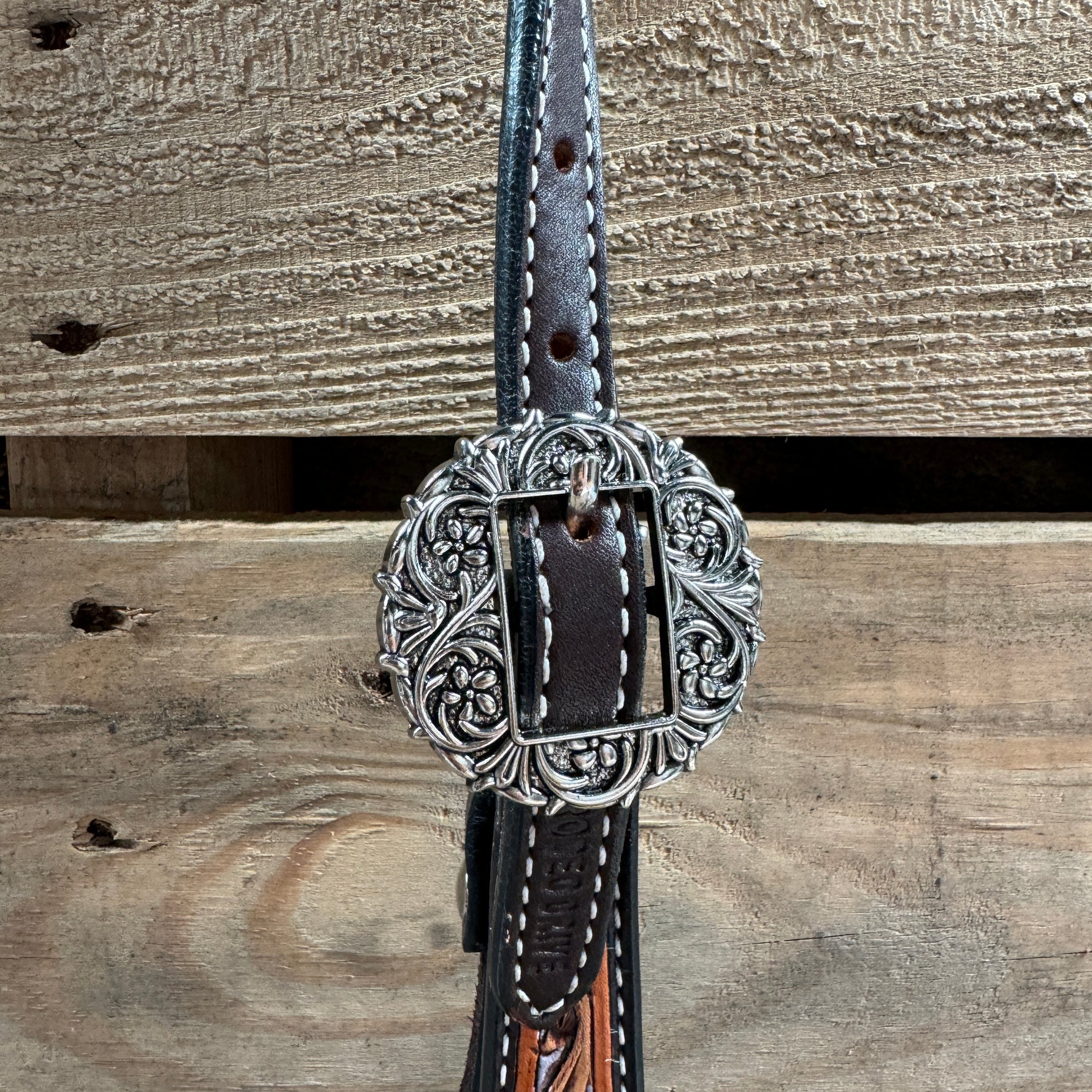 Hand Painted Floral Filigree Browband / One Ear - Breastcollar Tack Set #BBBC646