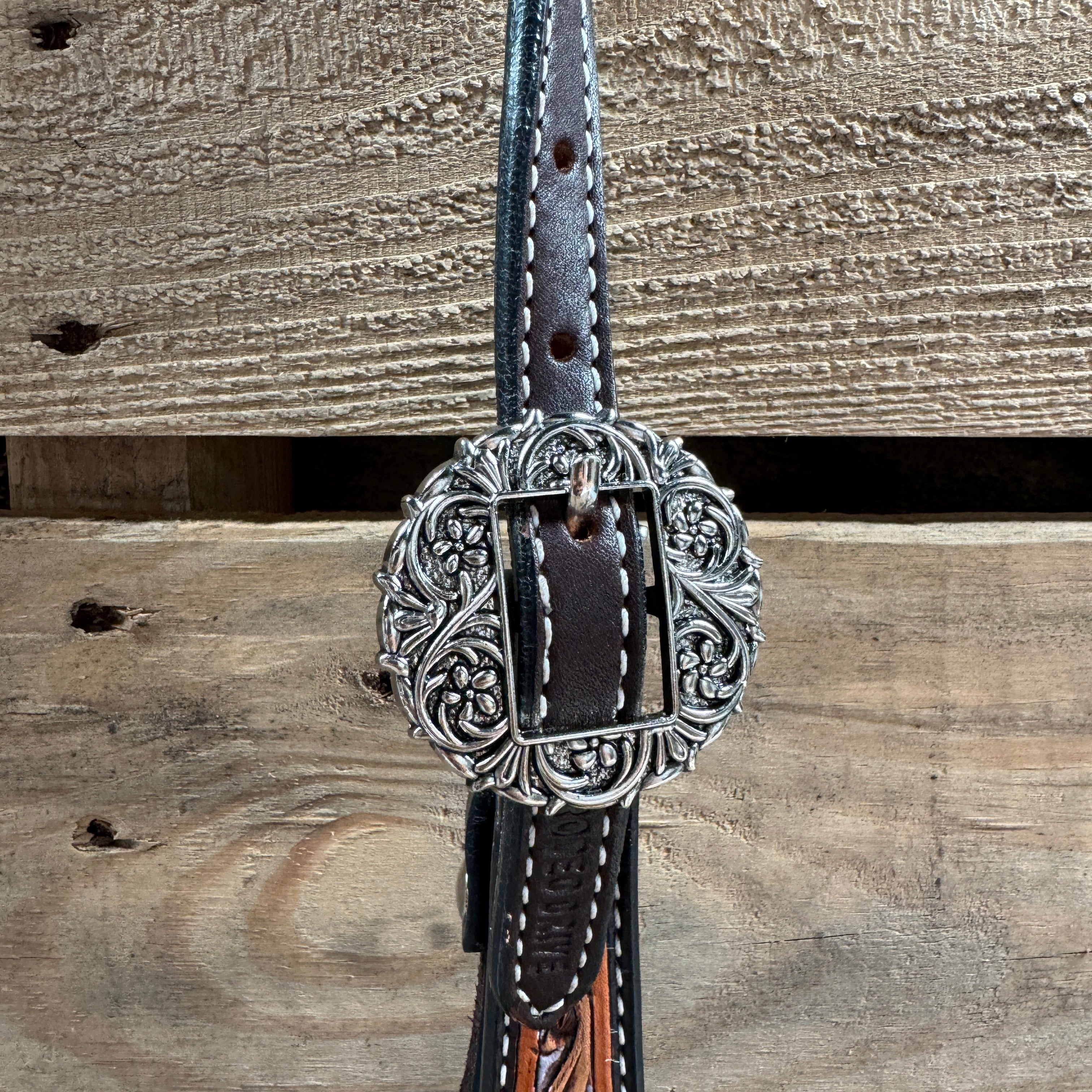 Hand Painted Floral Filigree Browband / One Ear - Breastcollar Tack Set #BBBC646