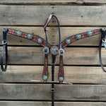 Hand Painted Floral Filigree Browband / One Ear - Breastcollar Tack Set #BBBC646
