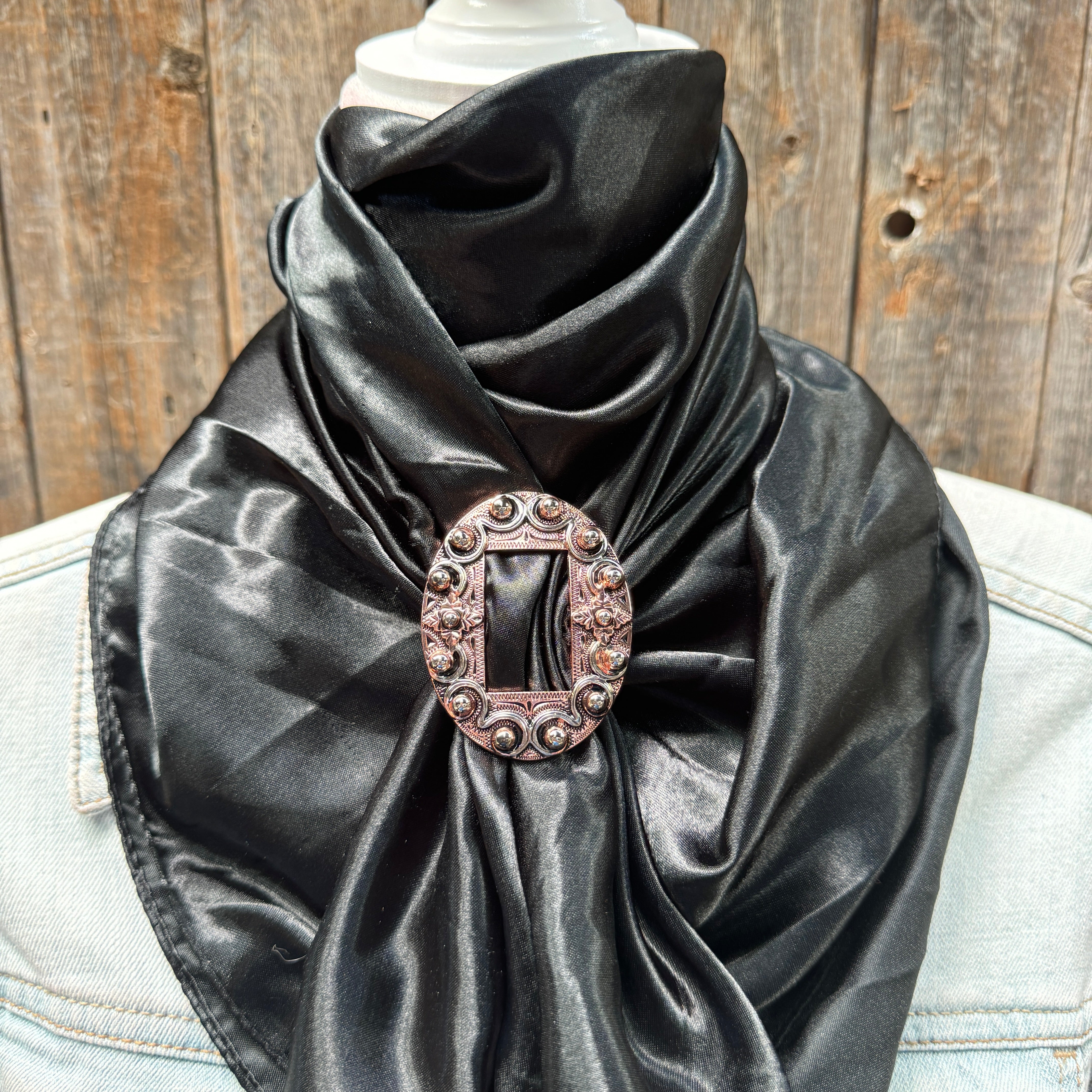 35X35" Solid Black Wild Rag / Scarf WRS4 - Buckle Wild Rag Slides - Assorted