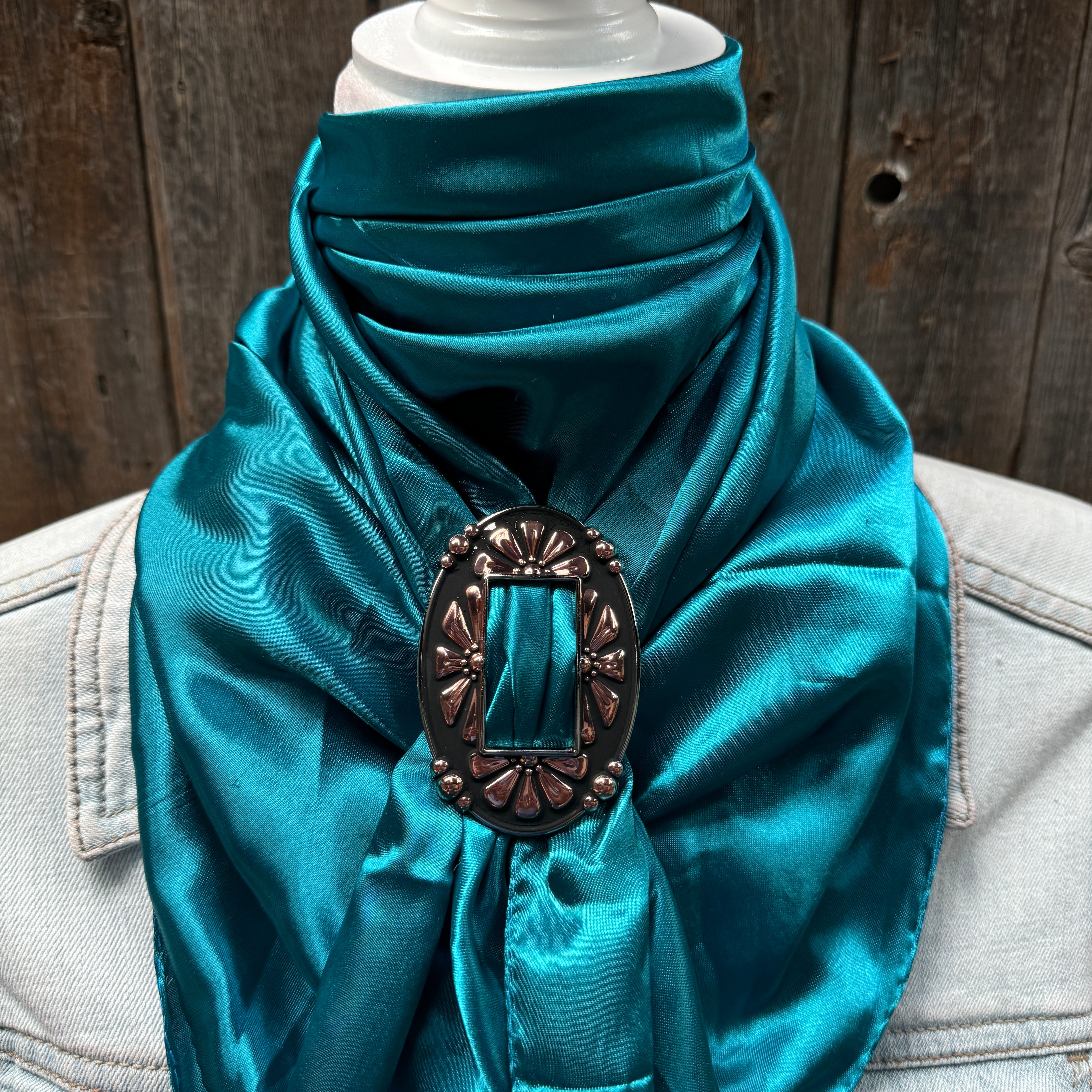 35X35" Solid Teal Wild Rag / Scarf WRS5 - Buckle Wild Rag Slides - Assorted