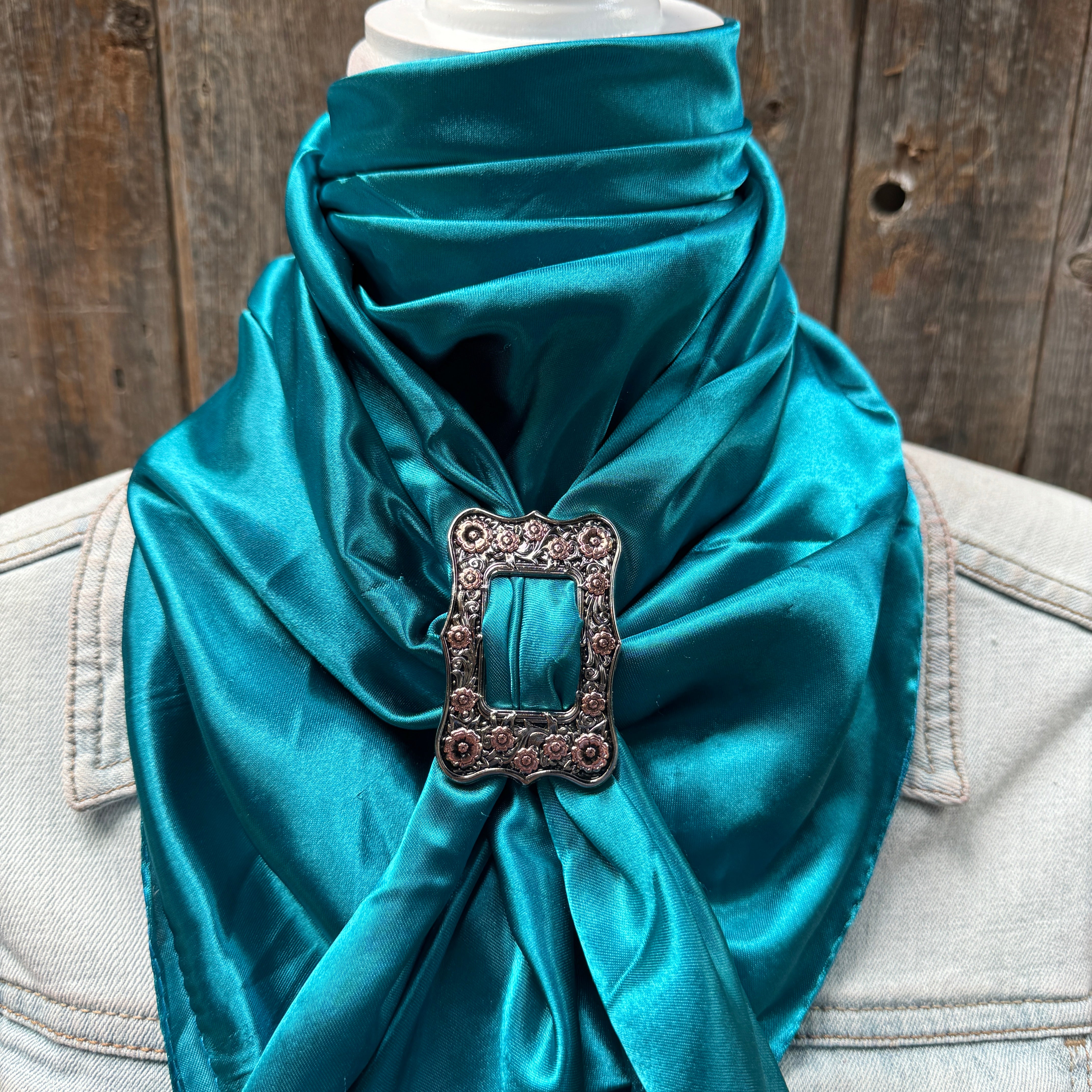 35X35" Solid Teal Wild Rag / Scarf WRS5 - Buckle Wild Rag Slides - Assorted