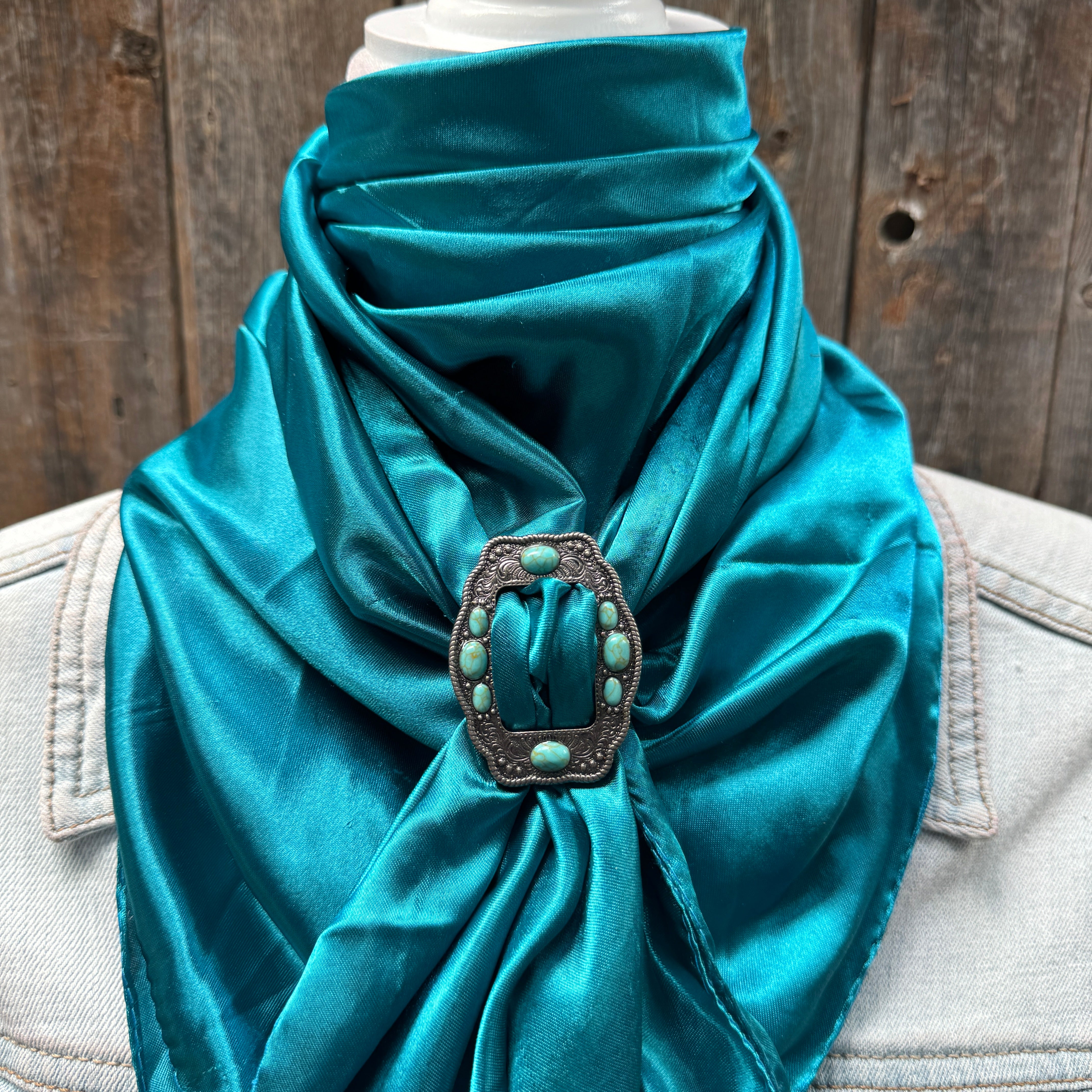 35X35" Solid Teal Wild Rag / Scarf WRS5 - Buckle Wild Rag Slides - Assorted